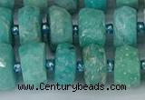 CRB1372 15.5 inches 6*12mm faceted rondelle amazonite beads