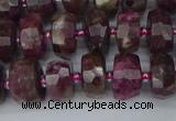 CRB1401 15.5 inches 6*10mm faceted rondelle tourmaline beads