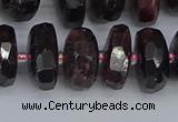 CRB1413 15.5 inches 7*14mm faceted rondelle red garnet beads