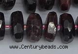 CRB1414 15.5 inches 8*16mm faceted rondelle red garnet beads