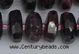 CRB1415 15.5 inches 8*18mm faceted rondelle red garnet beads