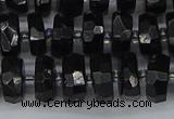 CRB1421 15.5 inches 6*10mm faceted rondelle black tourmaline beads