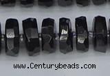 CRB1423 15.5 inches 7*14mm faceted rondelle black tourmaline beads