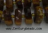 CRB1432 15.5 inches 6*12mm faceted rondelle yellow tiger eye beads