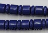 CRB153 15.5 inches 6*12mm & 10*12mm rondelle blue stone beads