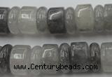 CRB180 15.5 inches 5*14mm – 10*14mm rondelle cloudy quartz beads