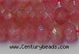 CRB1802 15.5 inches 6*10mm faceted rondelle strawberry quartz beads