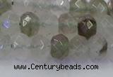 CRB1813 15.5 inches 5*8mm faceted rondelle green rutilated quartz beads