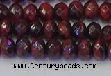 CRB1845 15.5 inches 5*8mm faceted rondelle red tiger eye beads