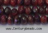 CRB1846 15.5 inches 6*10mm faceted rondelle red tiger eye beads