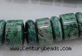 CRB197 15.5 inches 6*18mm – 13*18mm rondelle green picture jasper beads