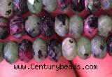 CRB1976 15.5 inches 4*6mm faceted rondelle ruby zoisite beads