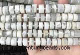 CRB2081 15.5 inches 9mm - 10mm faceted tyre grey moonstone beads