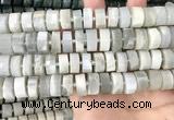 CRB2083 15.5 inches 12mm - 13mm faceted tyre grey moonstone beads