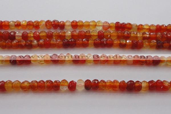 CRB215 15.5 inches 3*4mm faceted rondelle red agate beads