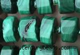 CRB2151 15.5 inches 9mm - 10mm faceted tyre malachite beads