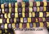 CRB2203 15.5 inches 11mm - 12mm faceted tyre mookaite beads