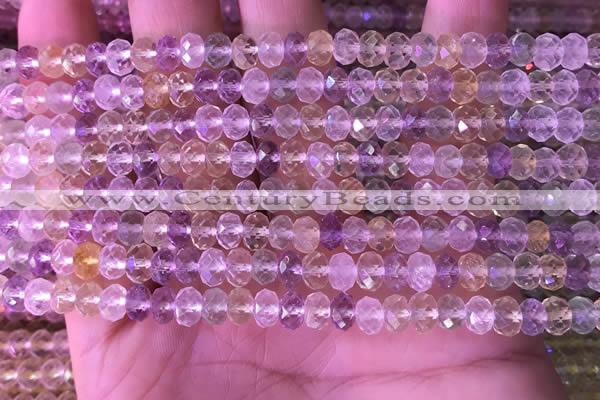 CRB2281 15.5 inches 4*6mm faceted rondelle mixed quartz beads