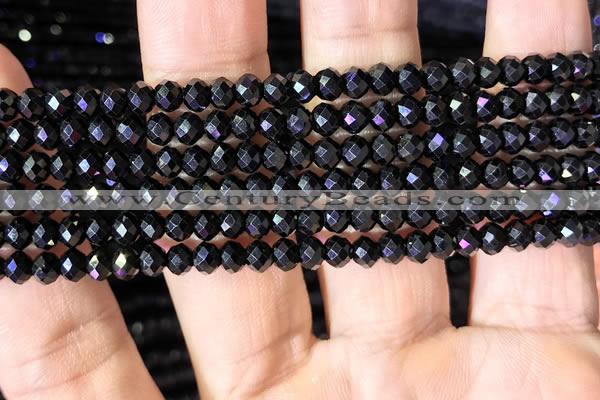 CRB2651 15.5 inches 3*4mm faceted rondelle black spinel beads