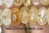 CRB3014 15.5 inches 6*12mm faceted rondelle citrine beads