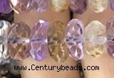 CRB3021 15.5 inches 6*11mm faceted rondelle ametrine beads