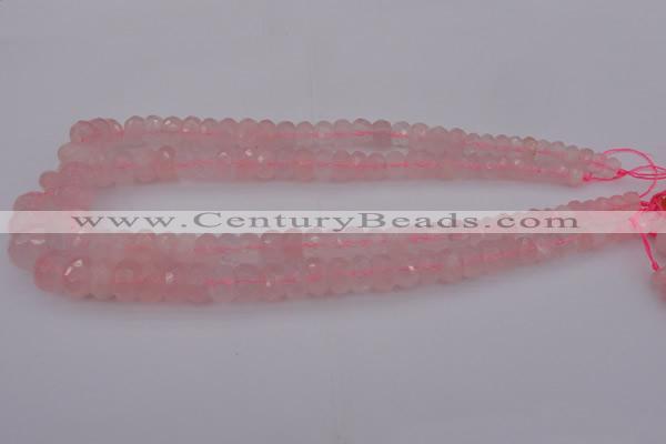 CRB304 15.5 inches 5*8mm - 10*14mm faceted rondelle rose quartz beads