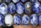 CRB4115 15.5 inches 5*8mm faceted rondelle blue spot stone beads