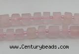 CRB450 15.5 inche 5*8mm tyre matte rose quartz gemstone beads