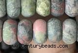 CRB5073 15.5 inches 5*8mm rondelle matte unakite beads wholesale