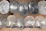 CRB5102 15.5 inches 4*6mm faceted rondelle cloudy quartz beads