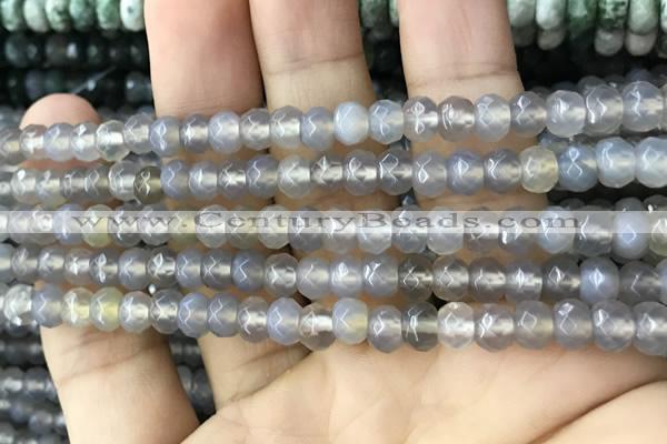 CRB5112 15.5 inches 4*6mm faceted rondelle grey agate beads