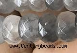 CRB5152 15.5 inches 5*8mm faceted rondelle cloudy quartz beads