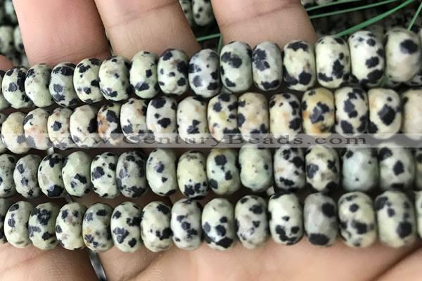 CRB5158 15.5 inches 5*8mm faceted rondelle dalmatian jasper beads