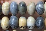 CRB5308 15.5 inches 4*6mm rondelle black picasso jasper beads