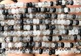 CRB5415 15 inches 2.5*4mm rondelle black rutilated quartz beads