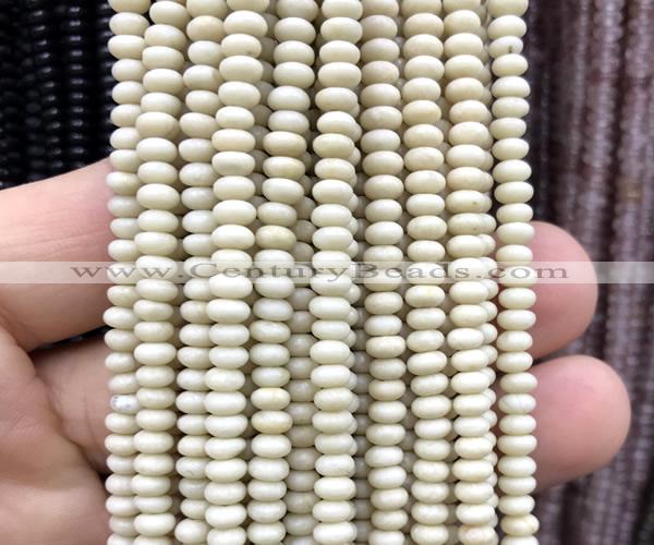 CRB5445 15 inches 2.5*4mm rondelle white fossil jasper beads