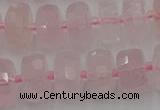 CRB558 15.5 inches 7*12mm faceted rondelle rose quartz beads