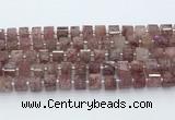 CRB5610 15.5 inches 7mm - 8mm faceted tyre strawberry quartz beads