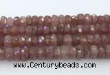 CRB5624 15.5 inches 6*12mm faceted rondelle strawberry quartz beads