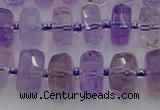 CRB566 15.5 inches 7*12mm faceted rondelle amethyst beads