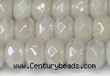 CRB5700 15 inches 5*8mm faceted rondelle AB-color white jade beads