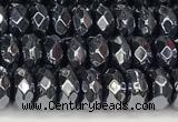 CRB5712 15 inches 5*8mm faceted rondelle AB-color black agate beads