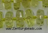 CRB575 15.5 inches 8*14mm faceted rondelle lemon quartz beads