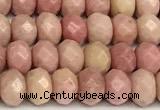 CRB5807 15 inches 4*6mm, 5*8mm faceted rondelle pink wooden jasper beads