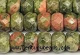 CRB5827 15 inches 4*6mm, 5*8mm faceted rondelle unakite beads