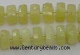 CRB606 15.5 inches 7*12mm faceted rondelle yellow opal beads