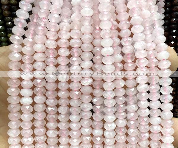 CRB6100 15 inches 4*6mm faceted rondelle rose quartz beads