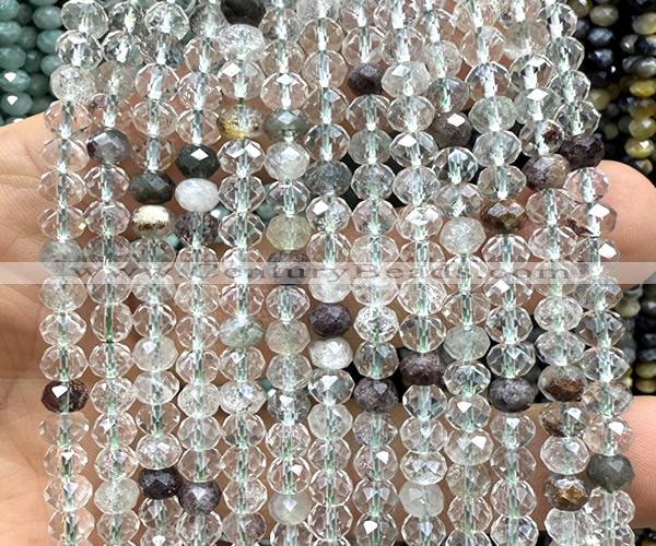 CRB6103 15 inches 4*6mm faceted rondelle phantom quartz beads