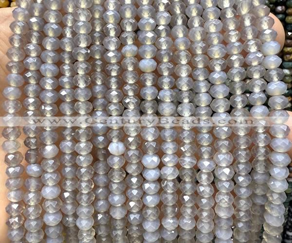 CRB6110 15 inches 4*6mm faceted rondelle grey agate beads