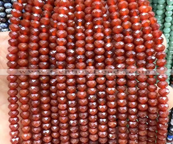 CRB6112 15 inches 4*6mm faceted rondelle red agate beads